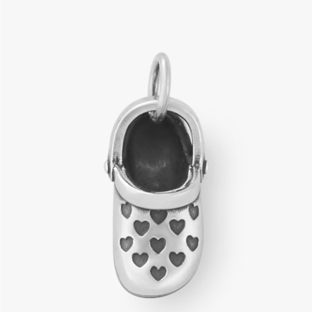 JA Silver Croc Shoe Charm with heart details.